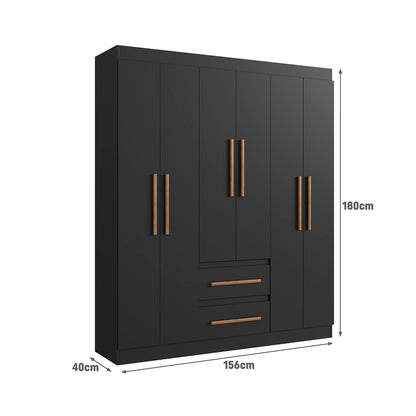 Clóset 6 puertas 2 cajones Hoga Napoli Negro