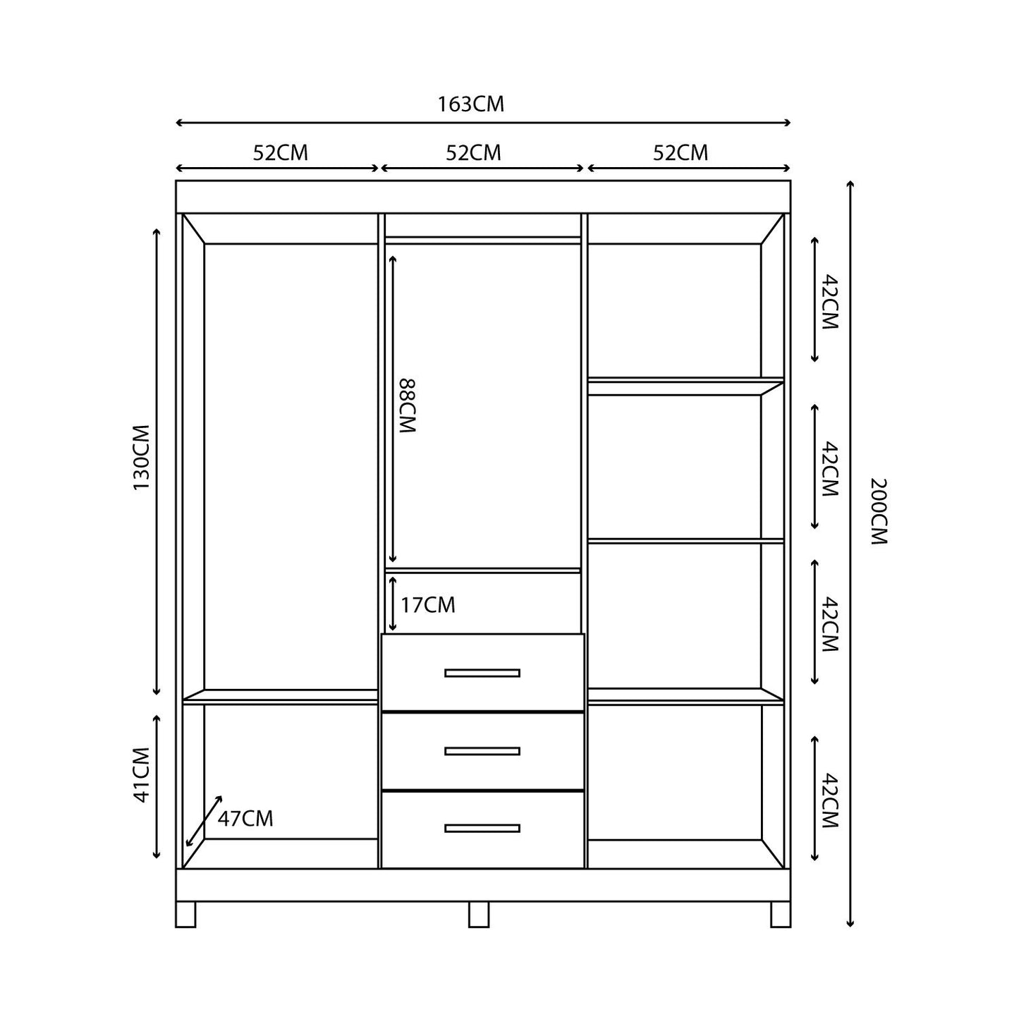 Clóset 4 Puertas 3 Cajones Agata Blanco Biflex