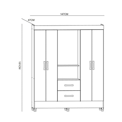 Clóset 4 Puertas 2 Cajones Mobi Capela Roble Blanco Invierno