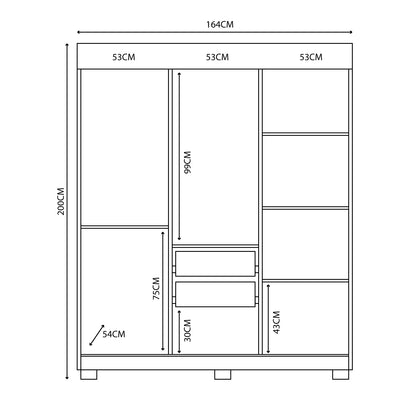 Closet 3 Puertas Estiletto Blanco Roble Flex