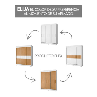 Closet 3 Puertas Estiletto Blanco Roble Flex