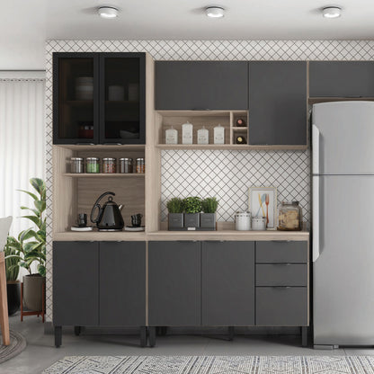 Mueble de Cocina Estante Organizador 4 Puertas Hoga Firenze Avena Grafito