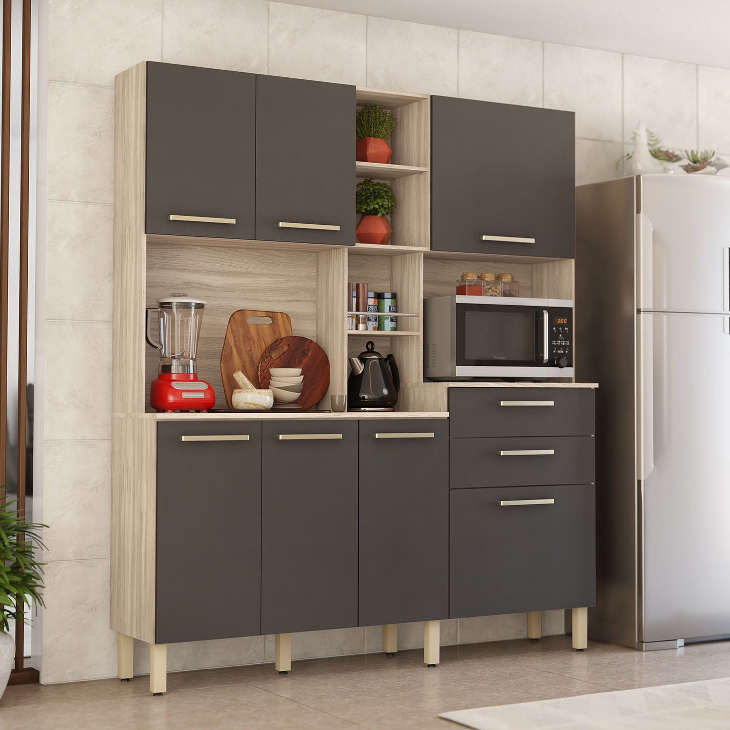 Mueble de Cocina Hoga Encanto Avena Grafito