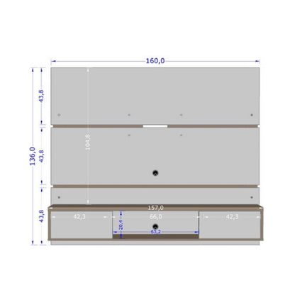Panel Rack Tv 65" Ambar Canela Blanco Invierno