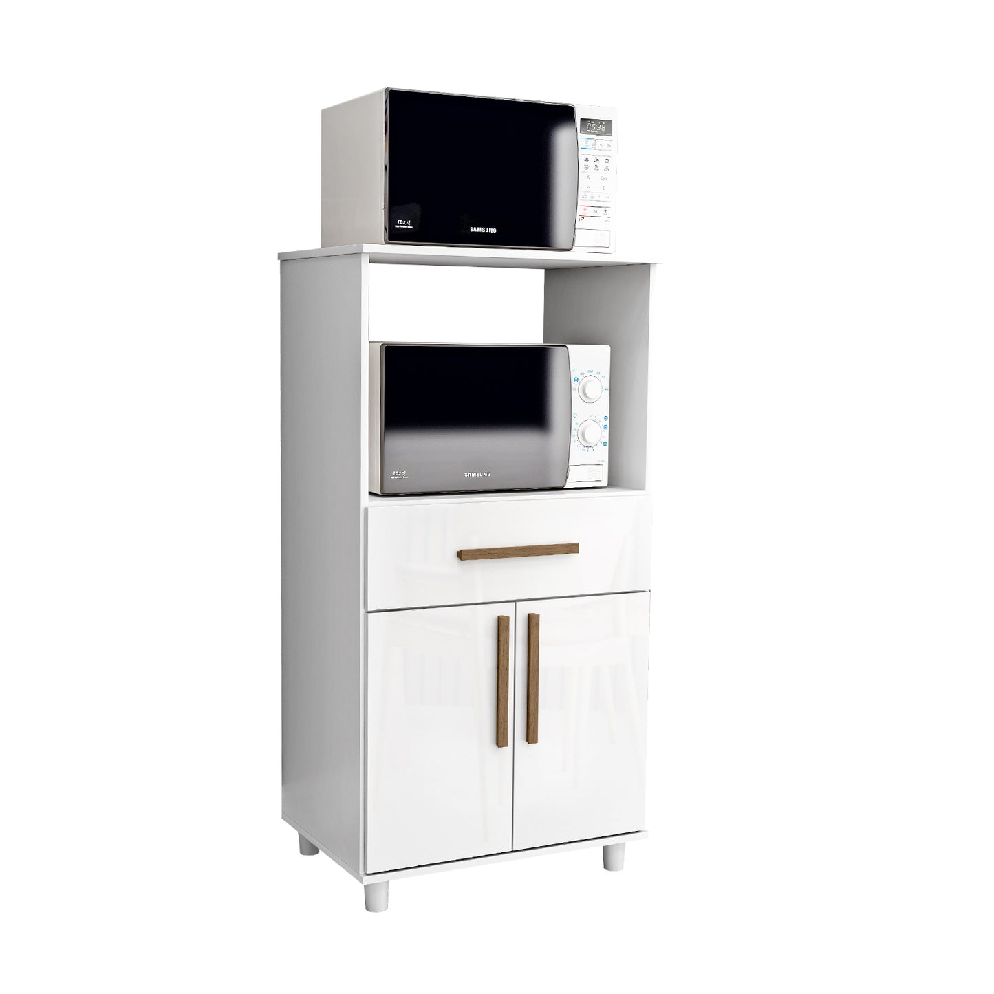 Mueble de Cocina para Microondas 2 Puertas 1 Cajón Hoga Cairo Blanco