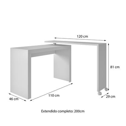 Escritorio Con Ruedas Y Mesa Giratoria Hoga Blanco