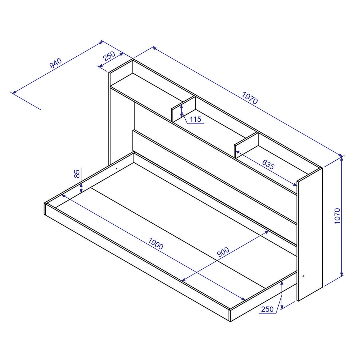Cama Plegable Horizontal 1 Pza Hoga Dubái Blanco
