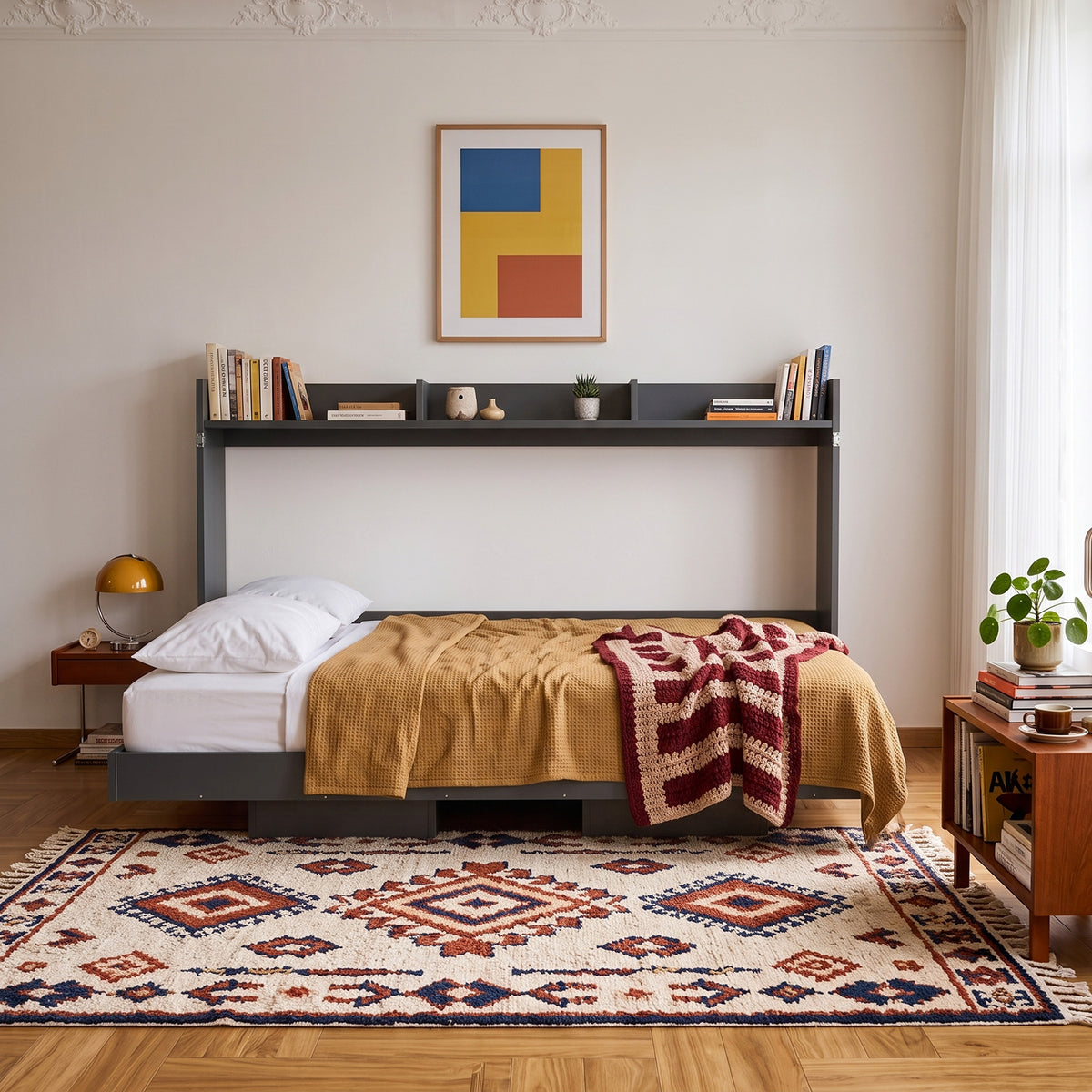 Cama Plegable Horizontal 1 Pza Hoga Dubái Grafito