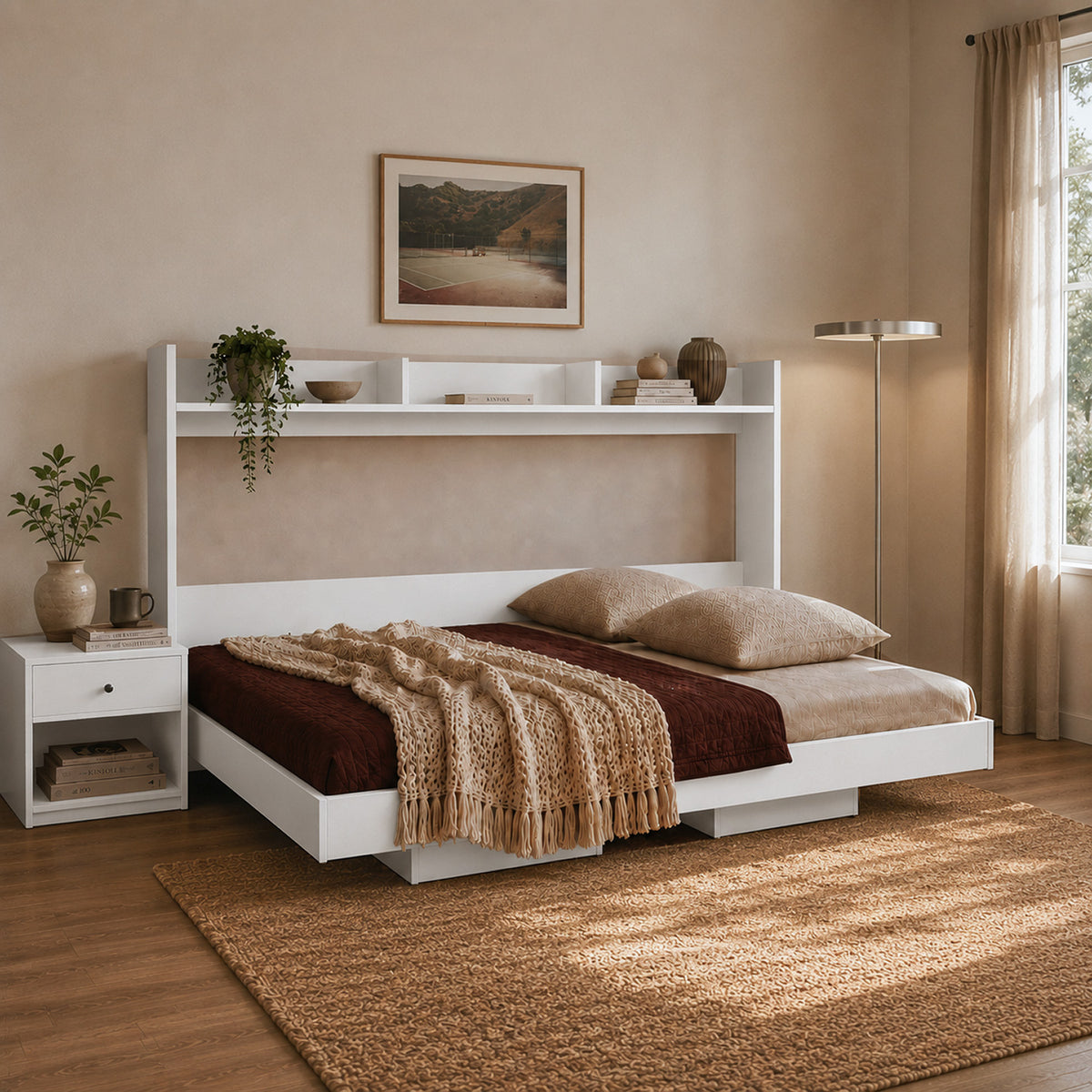 Cama Plegable Horizontal 1,5 Pza Hoga Dubái Blanco