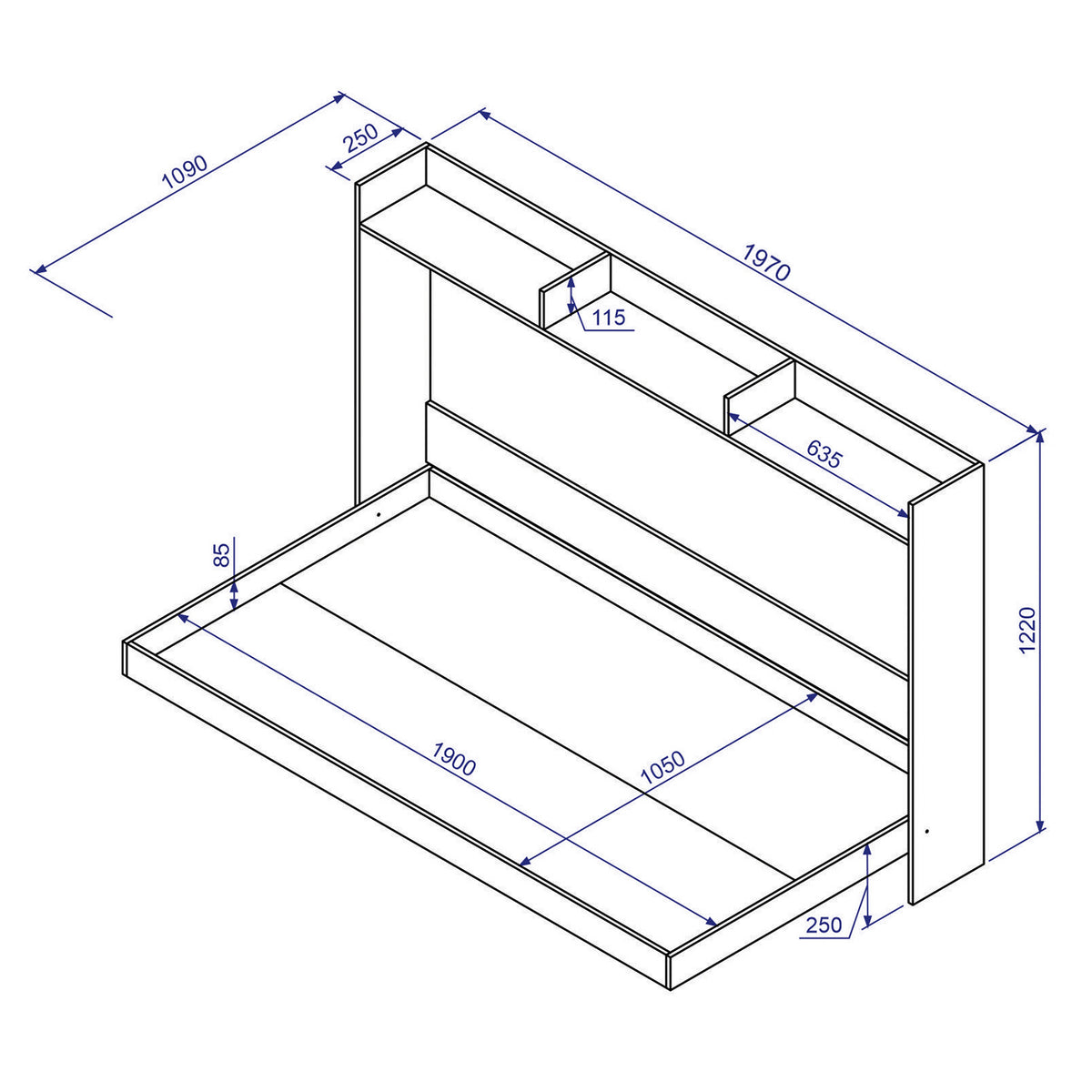 Cama Plegable Horizontal 1,5 Pza Hoga Dubái Blanco