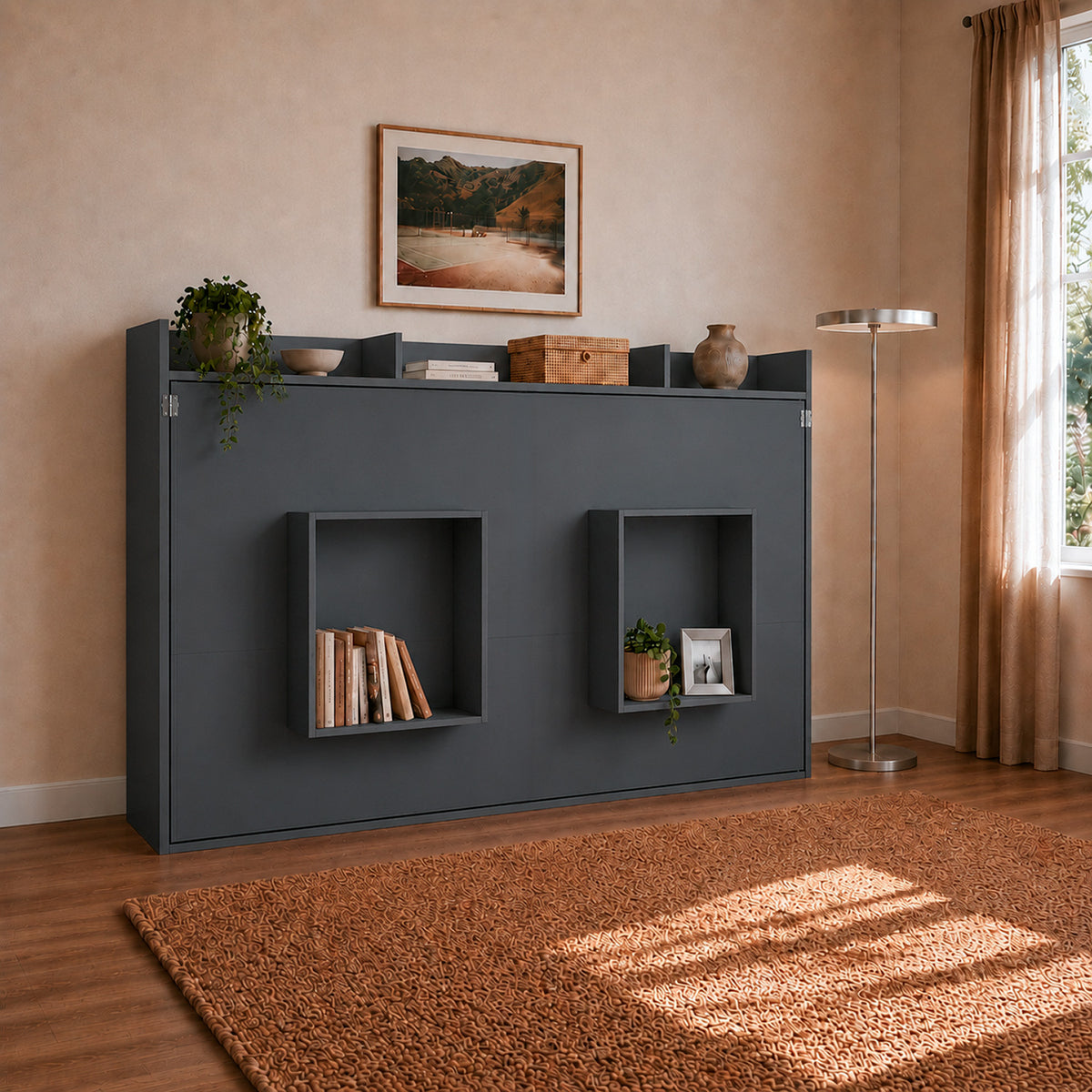 Cama Plegable Horizontal 1,5 Pza Hoga Dubái Grafito