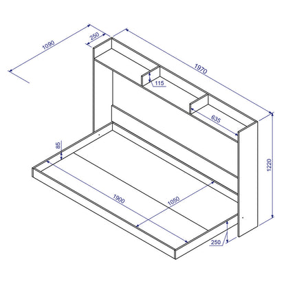 Cama Plegable Horizontal 1,5 Pza Hoga Dubái Grafito