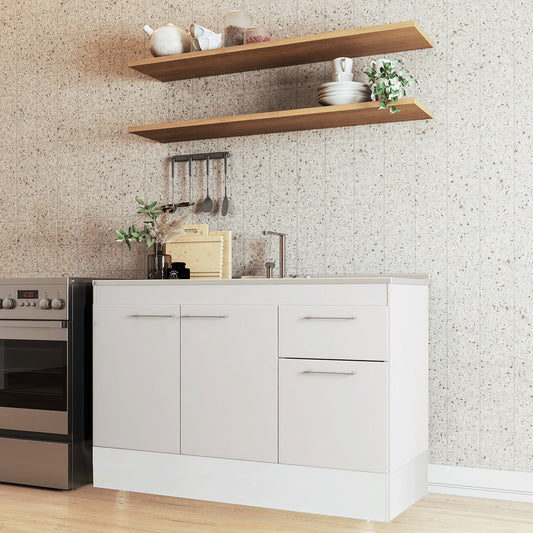 Mueble De Cocina 3 Puertas 1 Cajón Hoga Blanco