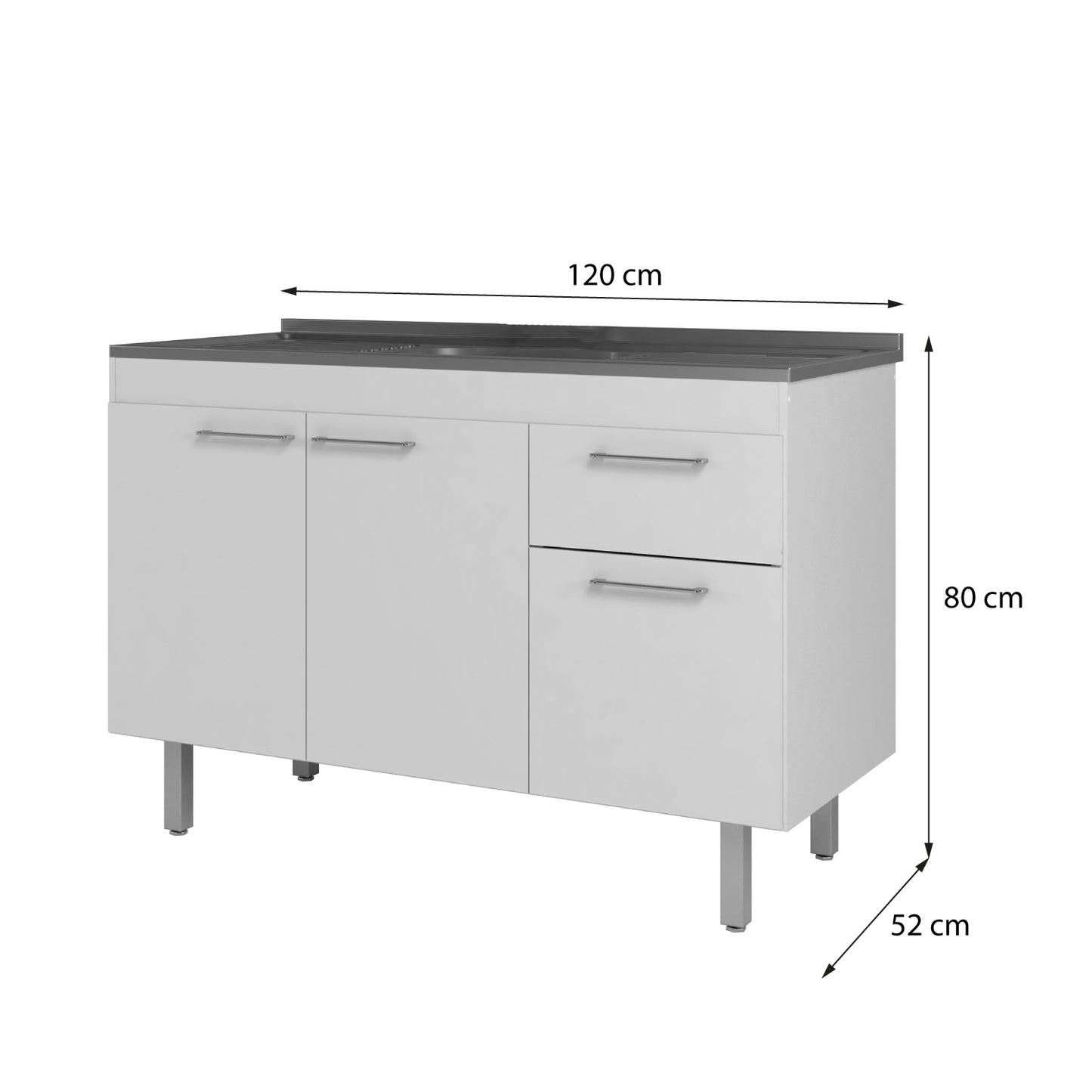 Mueble De Cocina 3 Puertas 1 Cajón Hoga Blanco