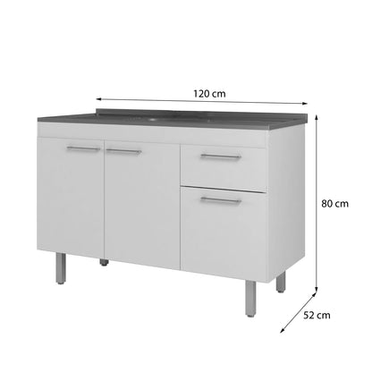 Mueble De Cocina 3 Puertas 1 Cajón Hoga Blanco