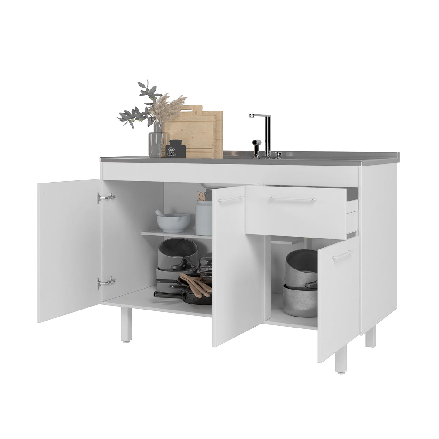 Mueble De Cocina 3 Puertas 1 Cajón Hoga Blanco
