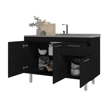 Mueble De Cocina 3 Puertas 1 Cajón Hoga Negro