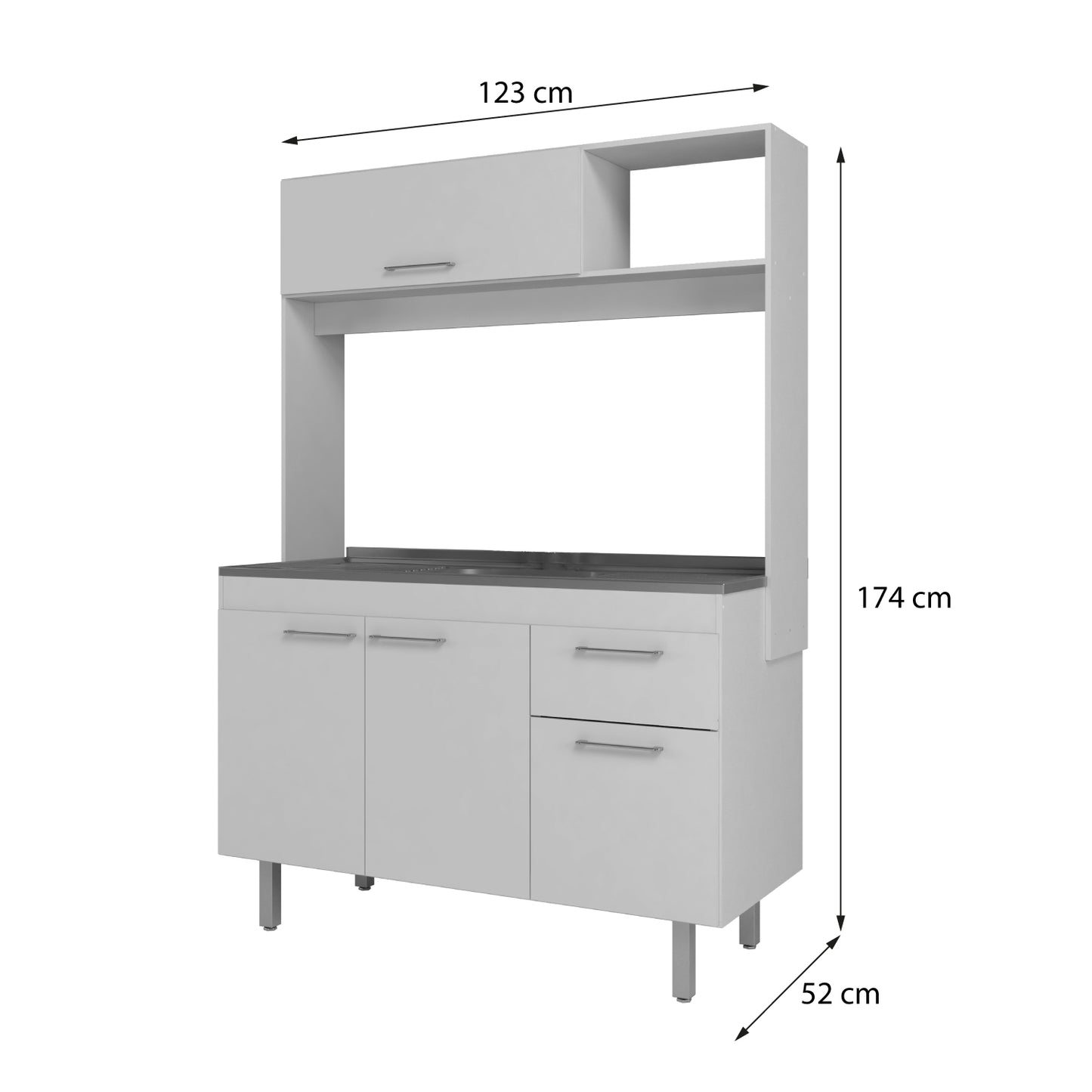 Mueble De Cocina 4 Puertas 1 Cajón Hoga Blanco