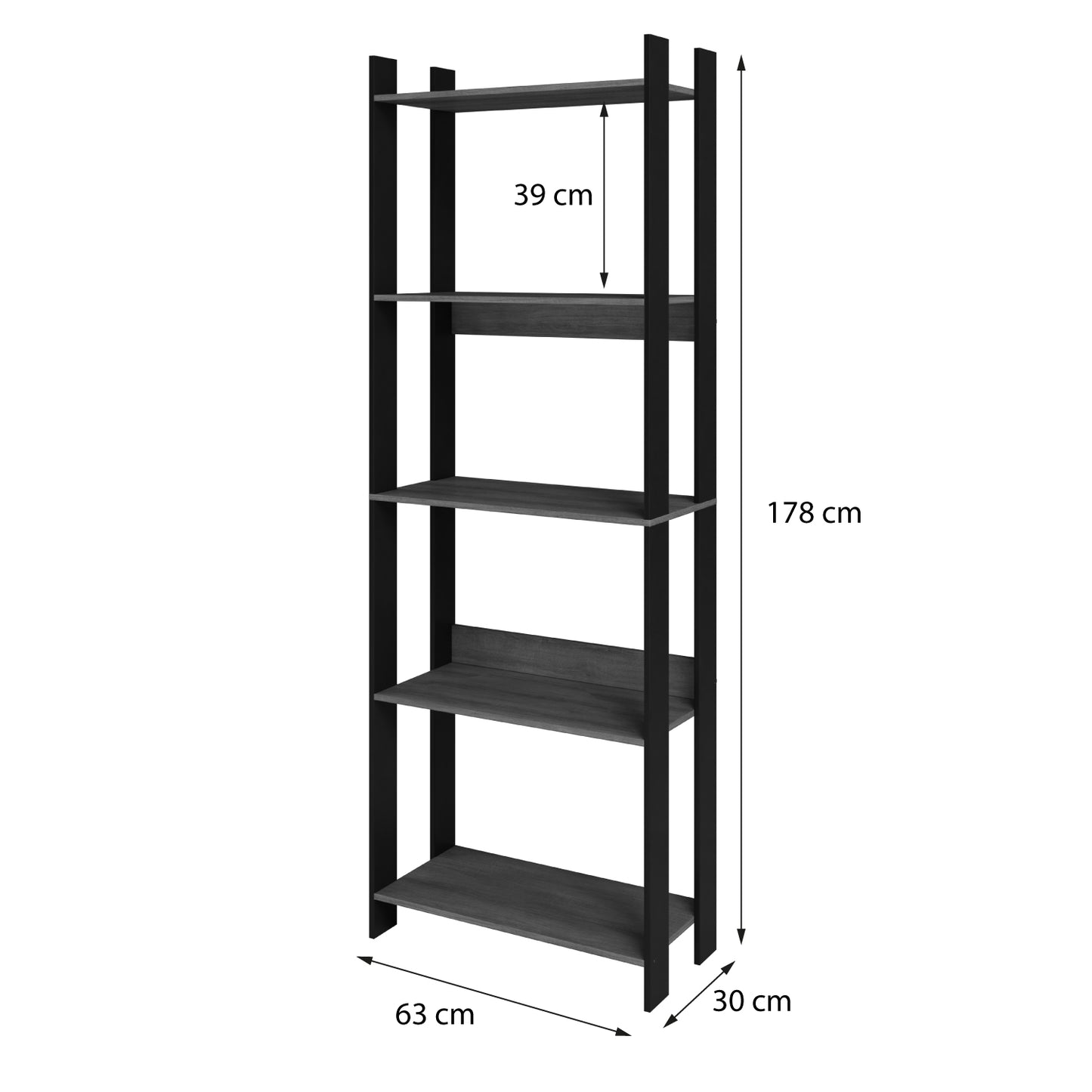 Estante Librero 5 Repisas Hoga Negro Nuez