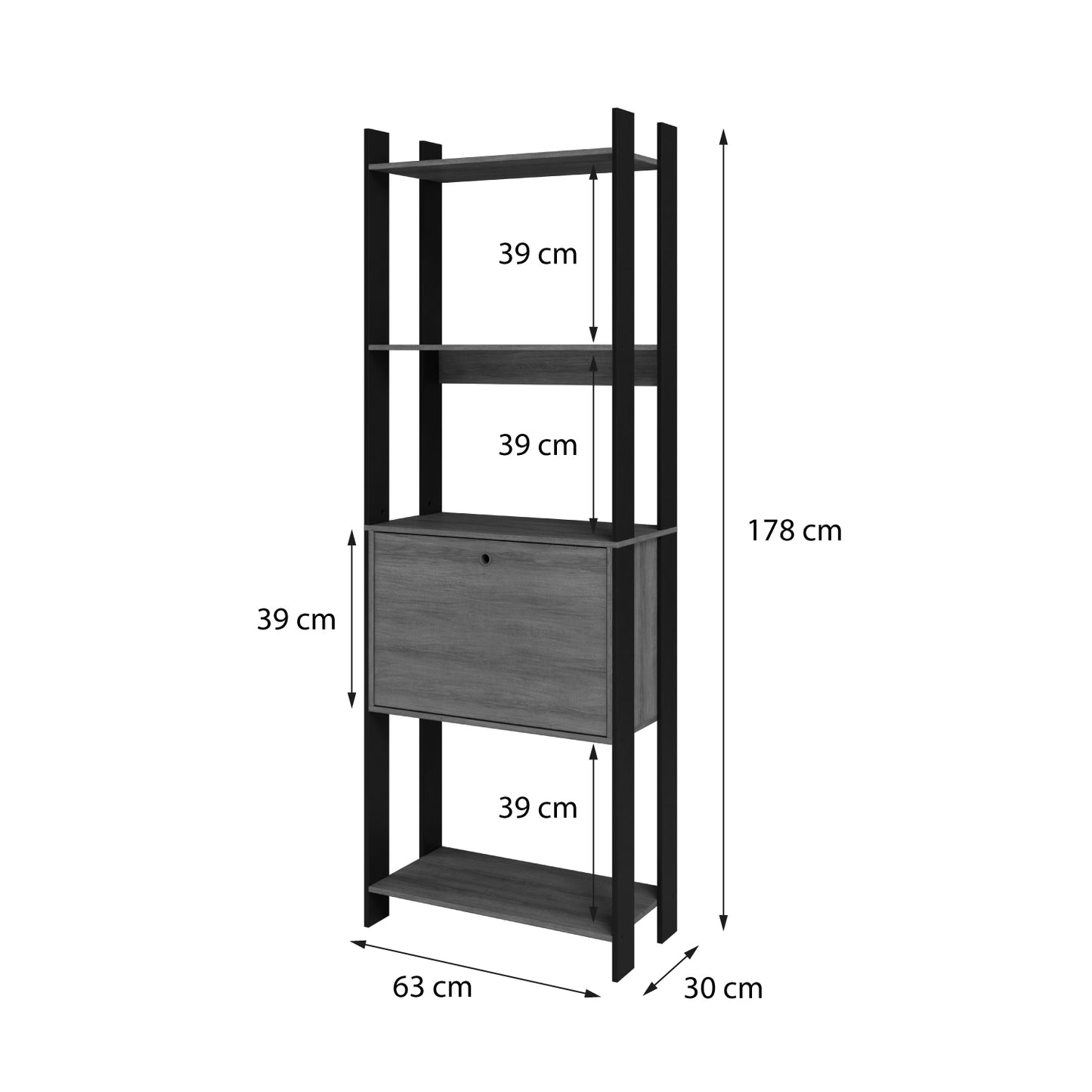 Estante 4 Nichos Y 1 Puerta Hoga Negro Nuez