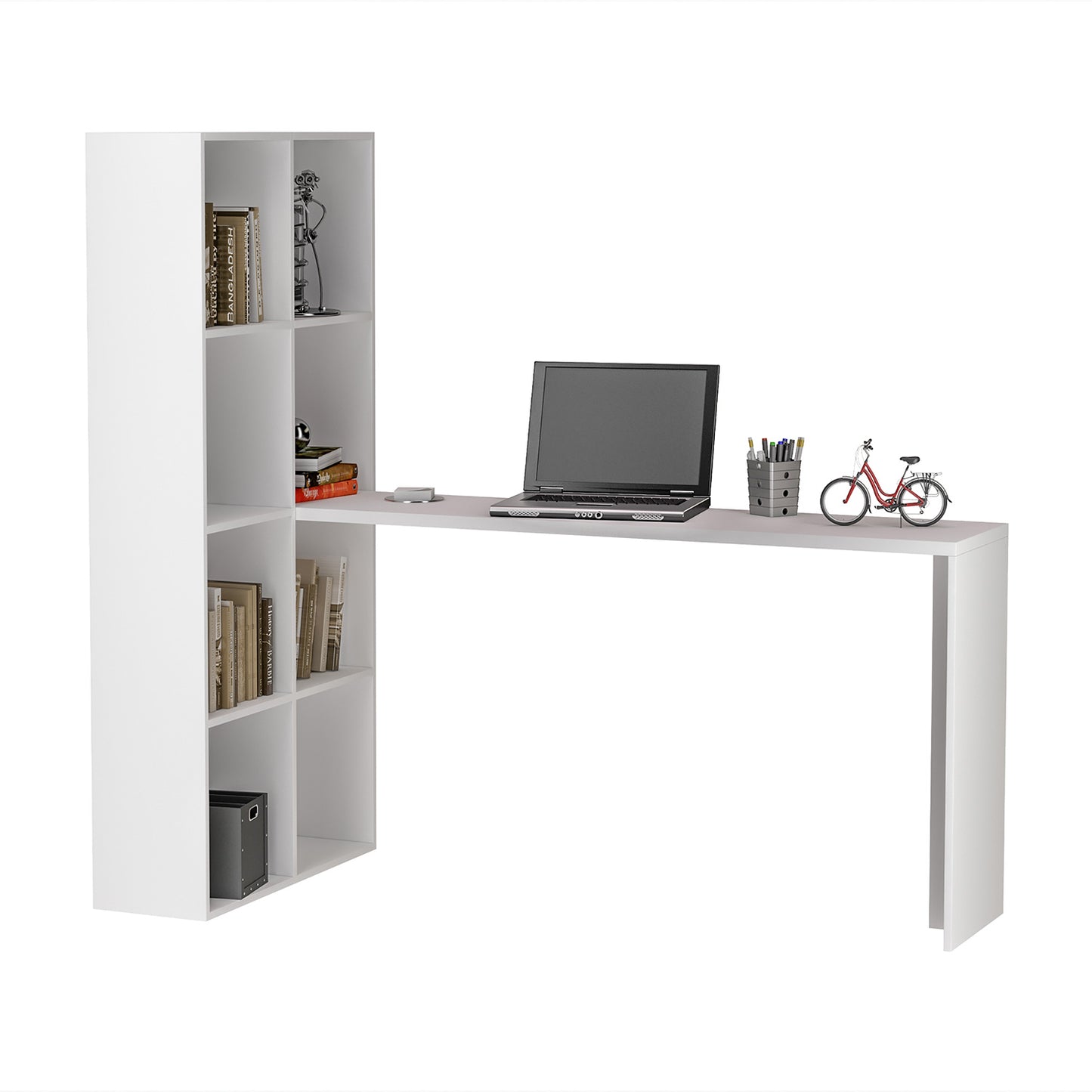 Escritorio Con Estante Lateral Hoga Blanco
