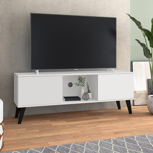 Rack Tv 55" 2 Puertas Hoga Blanco