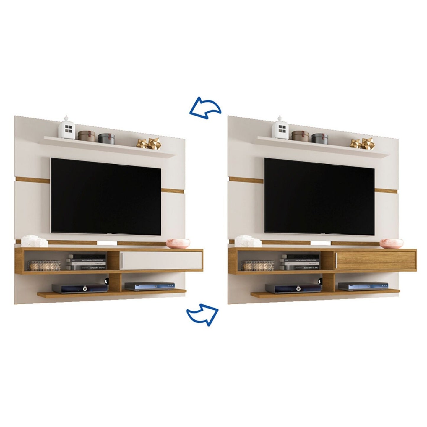 Panel Rack Tv 65 Buzios Blanco Invierno Canela