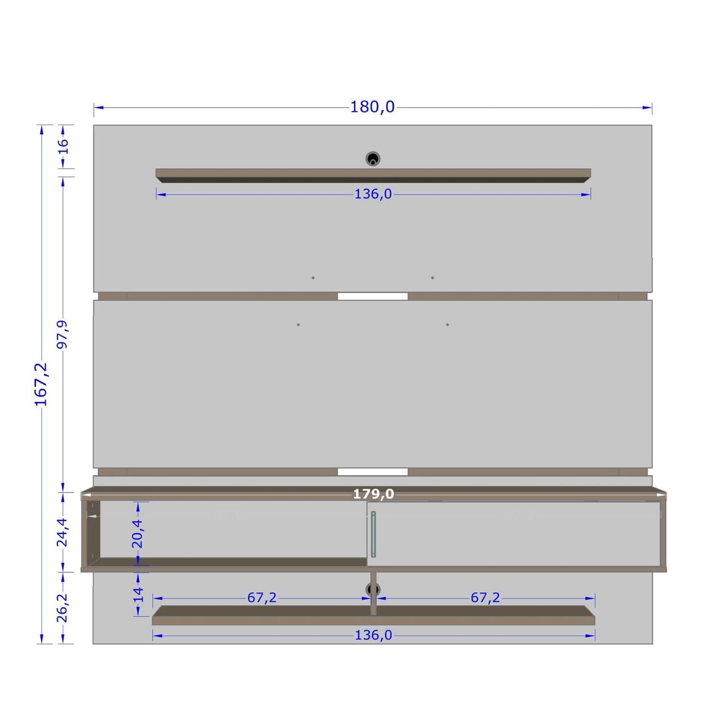 Panel Rack Tv 65 Buzios Canela Blanco Invierno Ripado