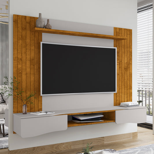 Panel Rack Tv 65" Hoga Búzios Natural Blanco Invierno