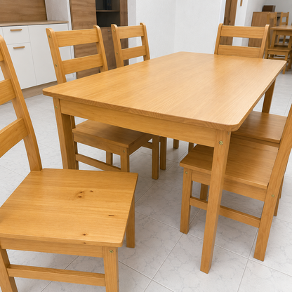 Set de Comedor con 6 Sillas 100% Madera Hoga Bella Nogal