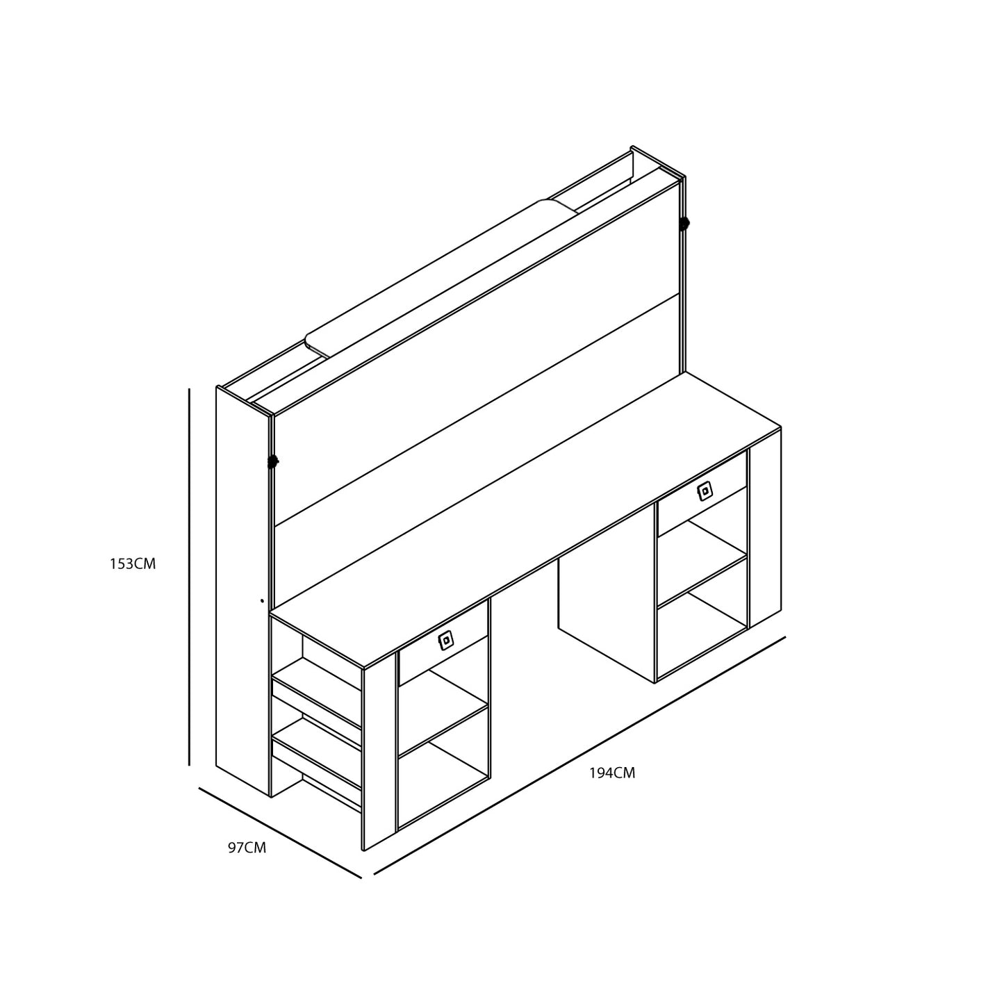 Cama Plegable Horizontal 1 Plaza Las Vegas Blanco