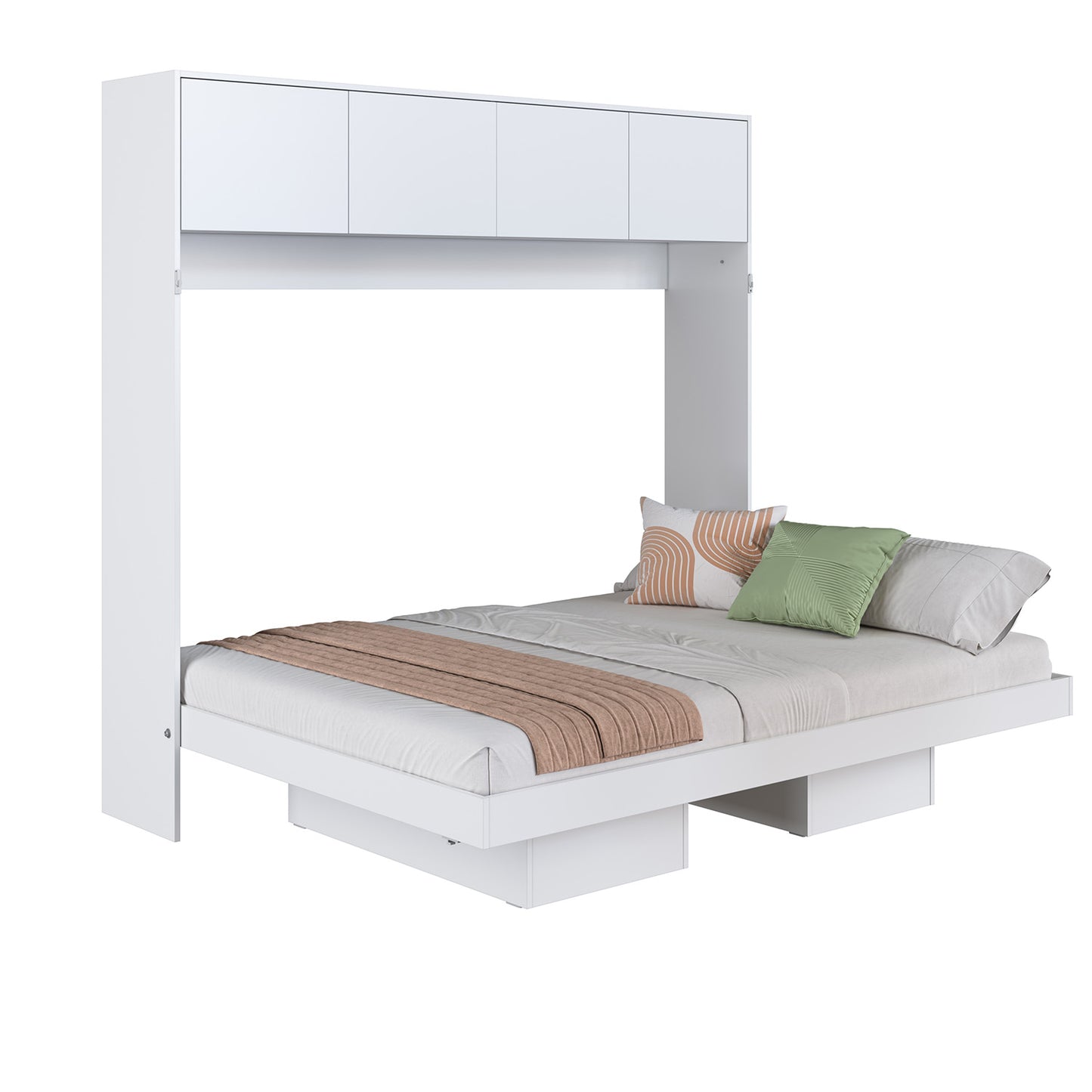 Cama Plegable Horizontal 2 Pza con estantes 4 puertas Hoga Hanover Blanco