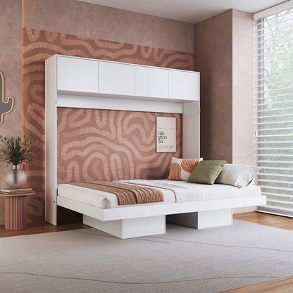 Cama Plegable Horizontal 2 Pza con estantes 4 puertas Hoga Hanover Blanco
