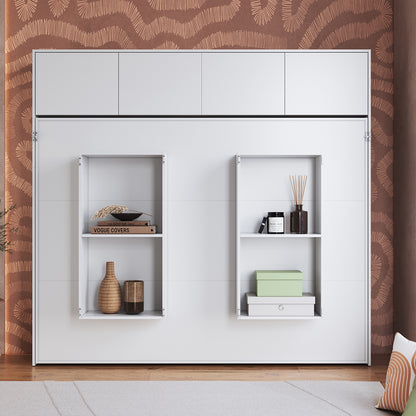 Cama Plegable Horizontal 2 Pza con estantes 4 puertas Hoga Hanover Blanco