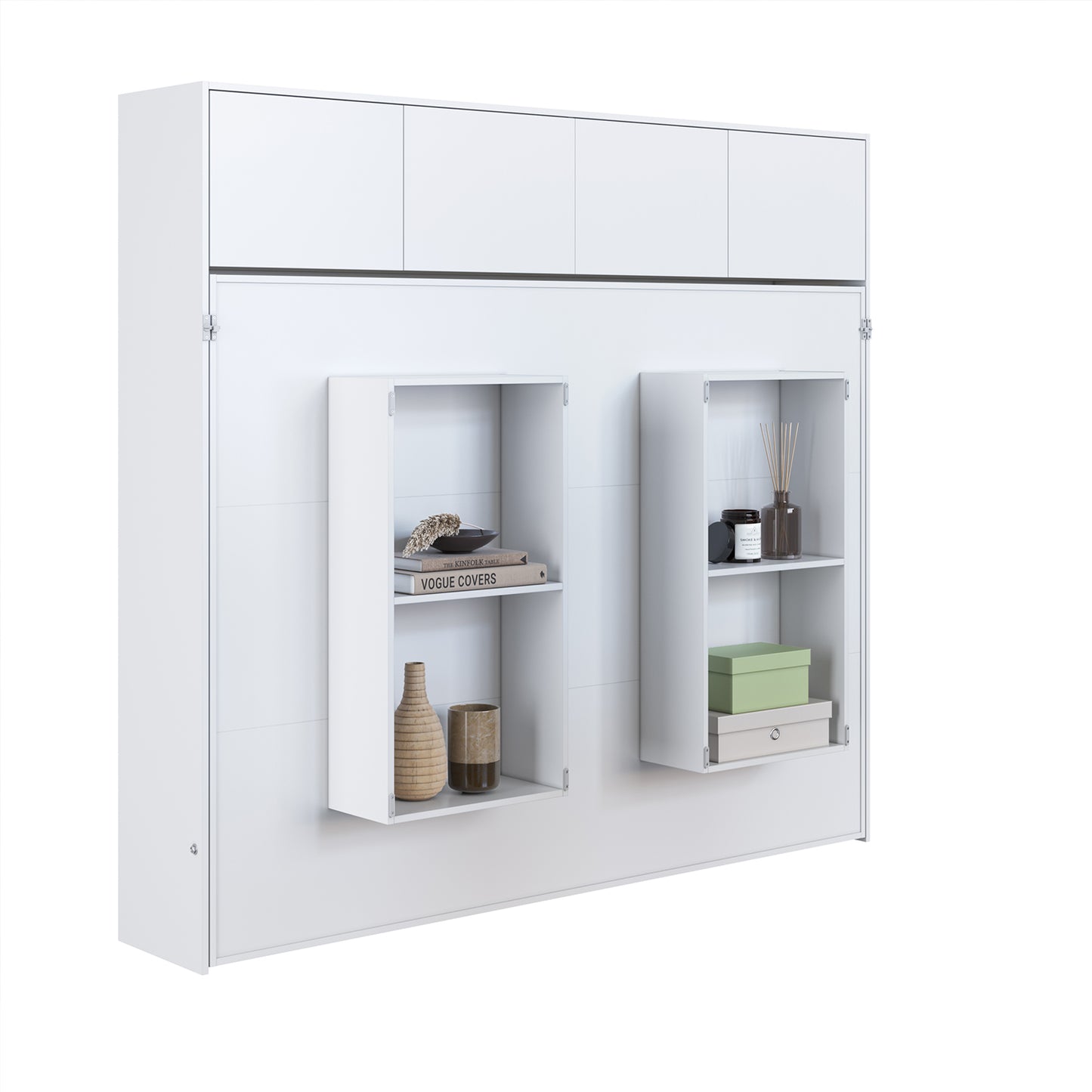 Cama Plegable Horizontal 2 Pza con estantes 4 puertas Hoga Hanover Blanco
