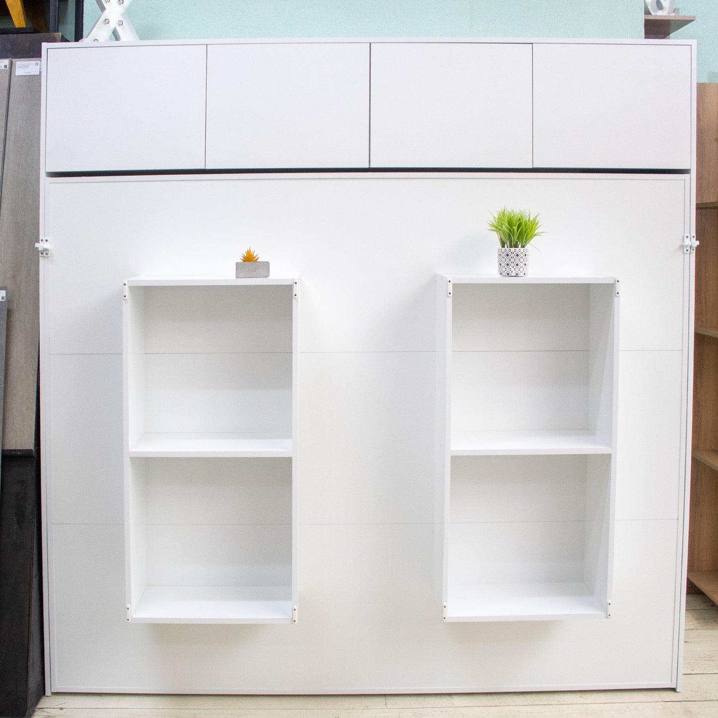 Cama Plegable Horizontal 2 Pza con estantes 4 puertas Hoga Hanover Blanco