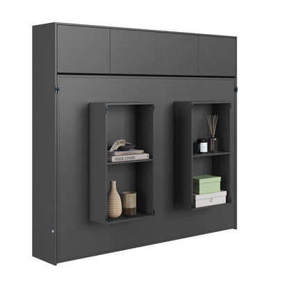 Cama Plegable Horizontal 2 Pza con estantes 4 puertas Hoga Hanover Gris