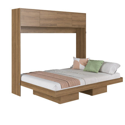 Cama Plegable Horizontal 2 Pza con estantes 4 puertas Hoga Hanover Miel