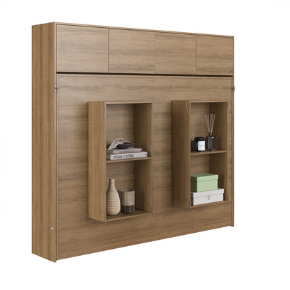 Cama Plegable Horizontal 2 Pza con estantes 4 puertas Hoga Hanover Miel