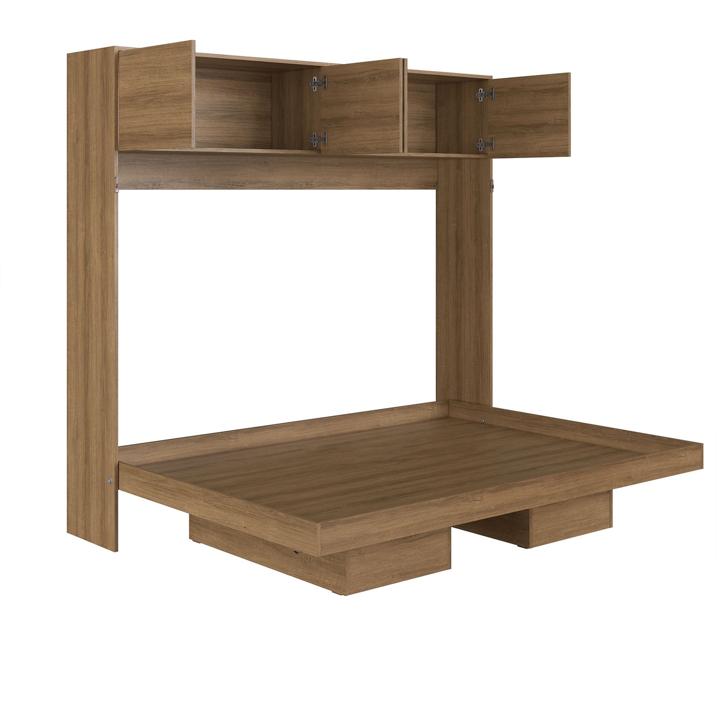 Cama Plegable Horizontal 2 Pza con estantes 4 puertas Hoga Hanover Miel