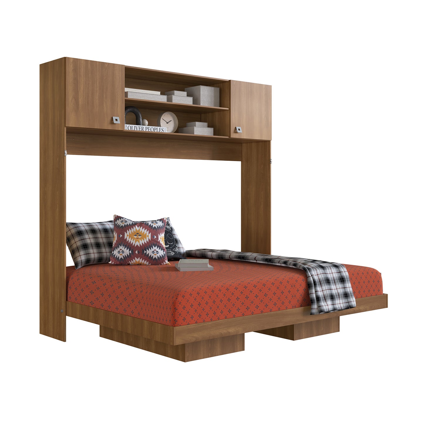 Cama Plegable Horizontal 2 Plazas Dallas Nogal