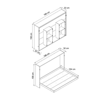 Cama Plegable Horizontal 2 Plazas Manhattan Blanco