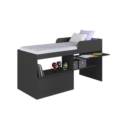 Cama Alta Multifuncional 1 Pza Hoga Jacarta Gris