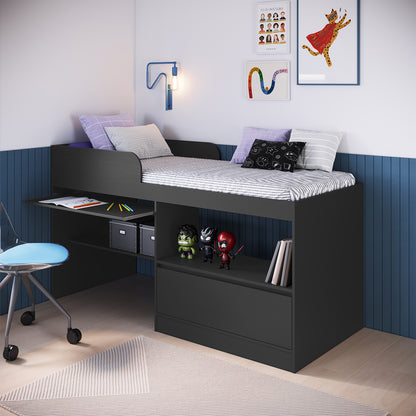 Cama Alta Multifuncional 1,5 Pza Hoga Jacarta Gris