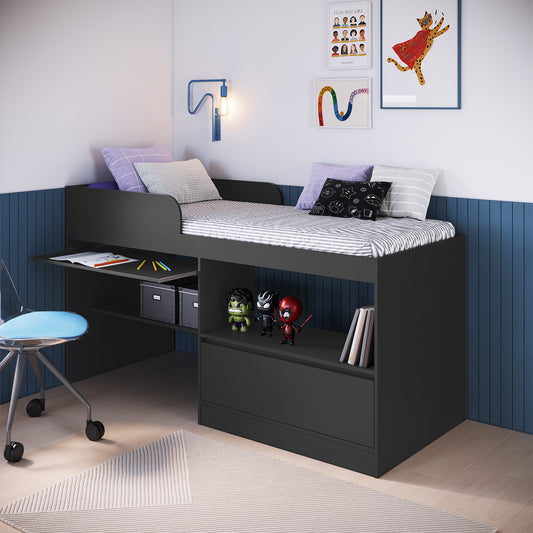 Cama Alta Multifuncional 1,5 Pza Hoga Jacarta Gris