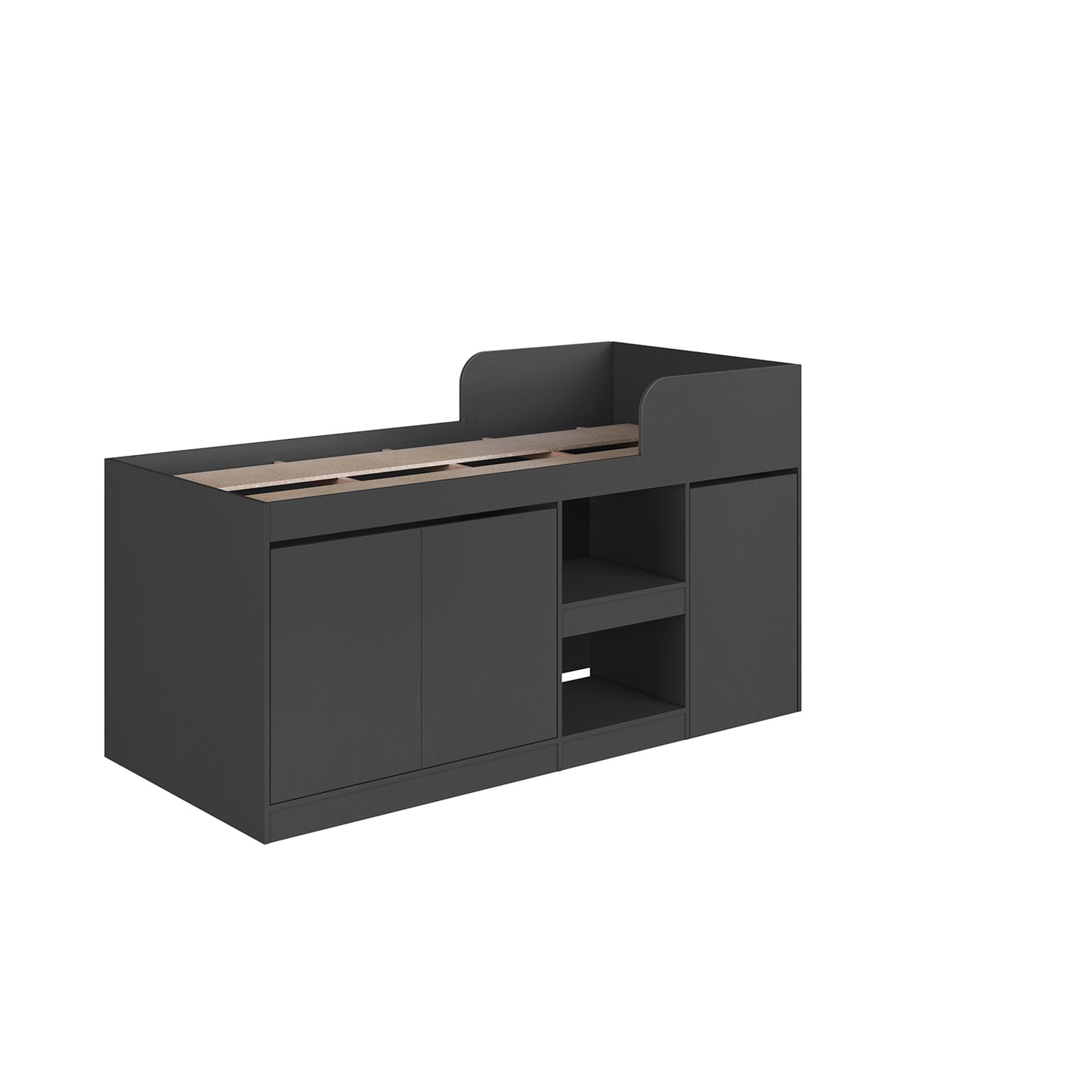 Cama Alta + Escritorio 2 puertas 1 Pza Hoga Jamaica Gris