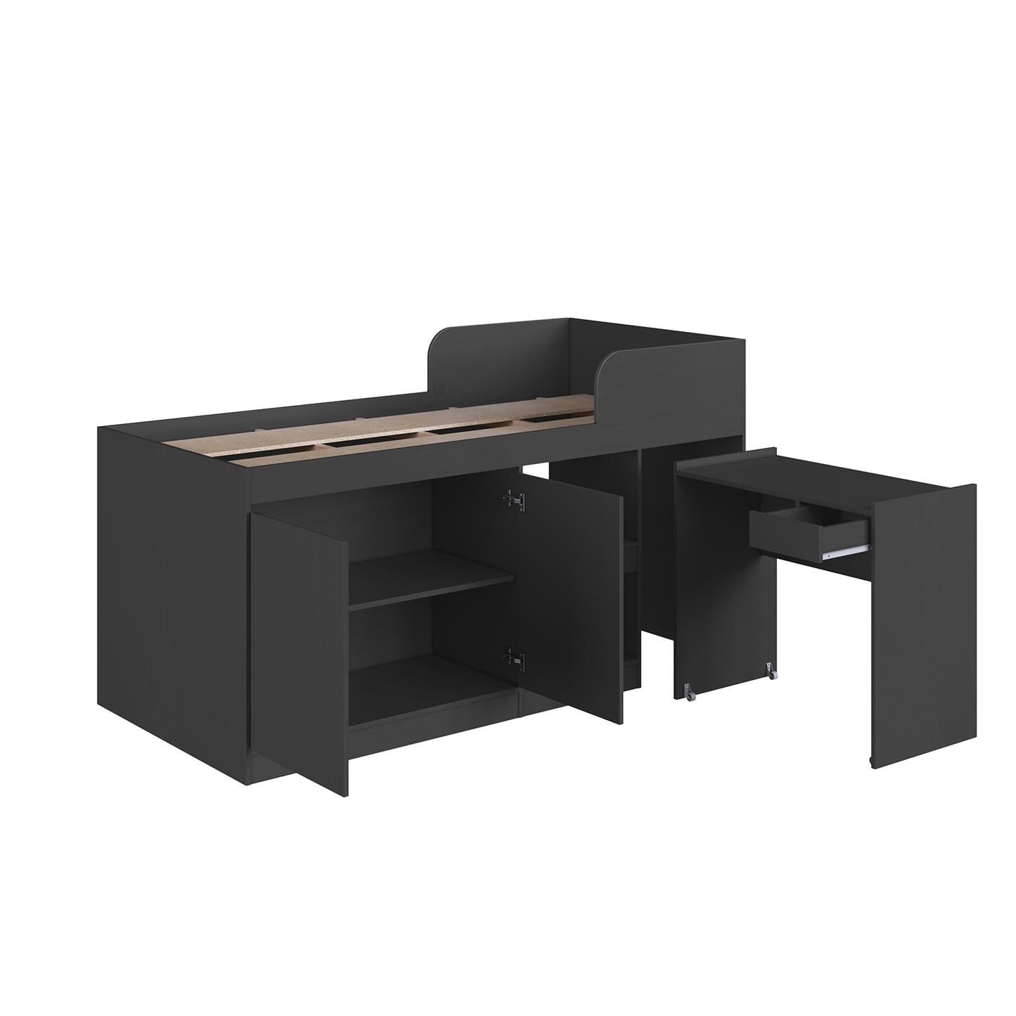 Cama Alta + Escritorio 2 puertas 1 Pza Hoga Jamaica Gris