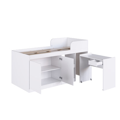 Cama Alta + Escritorio 2 puertas 1,5 Pza Hoga Jamaica Blanco