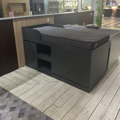 Cama Alta + Escritorio 2 puertas 1 Pza Hoga Jamaica Gris