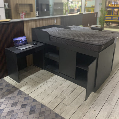 Cama Alta + Escritorio 2 puertas 1 Pza Hoga Jamaica Gris